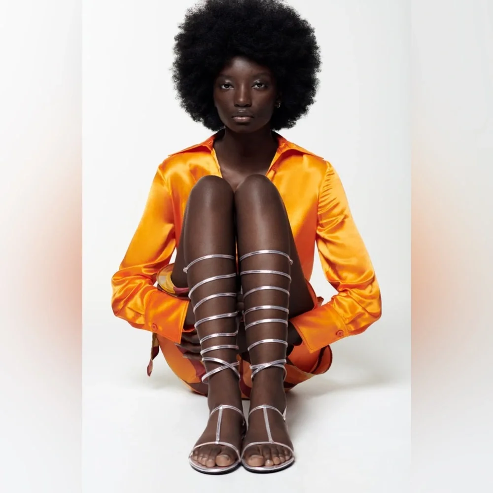 ZARA Leather Gladiator Sandals - Picture 3 of 13
